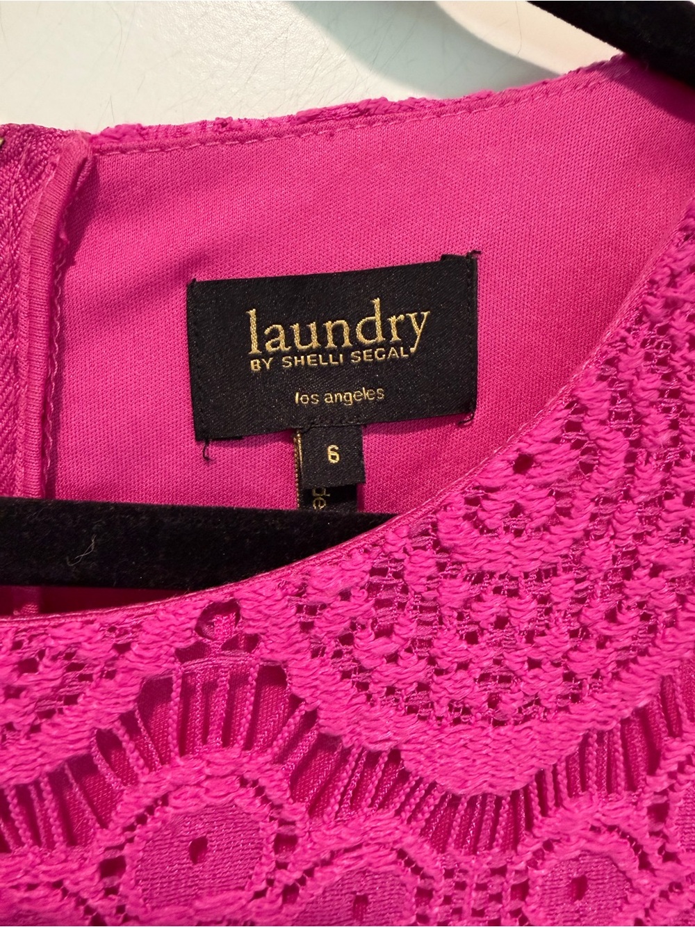 Laundry Shelli Segal Fuchsia Lace Sheath Mini Dress 6 Y2K Romantic Cocktail - Picture 5 of 9